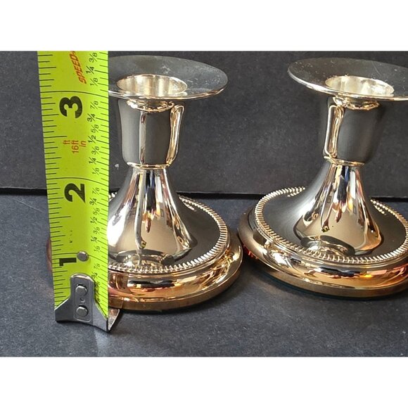 Tarnish-Resistant Silver-Plated Candle Holders Set Of 2 With Beaded Base Design - Picture 5 of 5